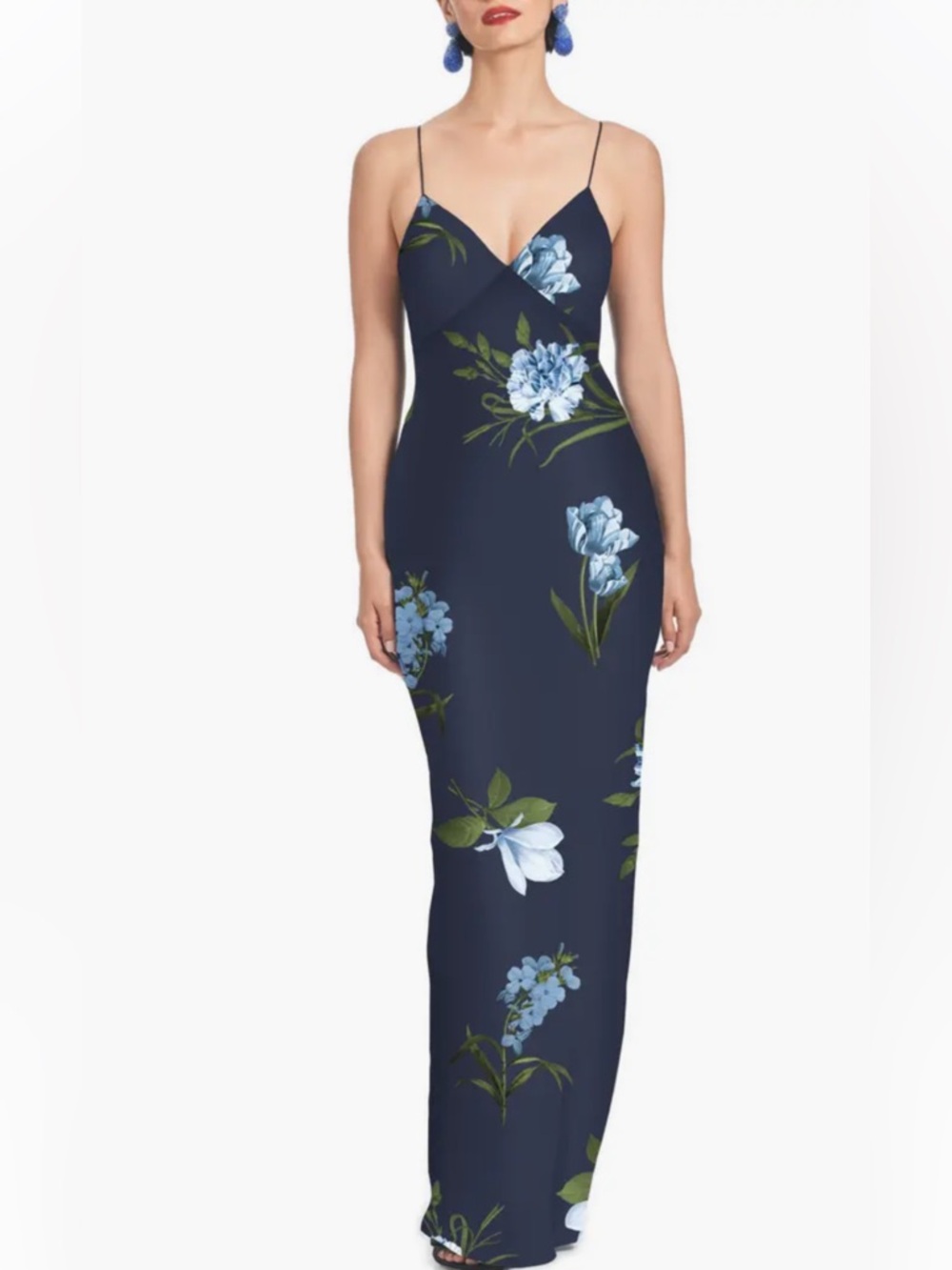 Sachin +  Babi  Navy Floral Spaghetti-Strap Maxi Dress